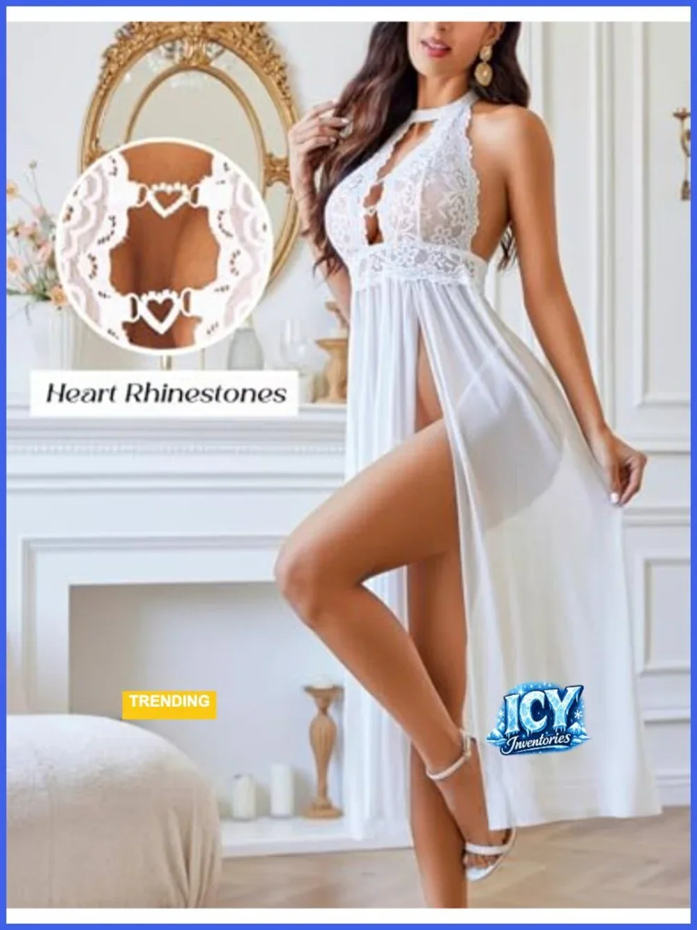 Lace Babydoll Chemise Nightgown Sexy Lingerie for Women Halter Neck
